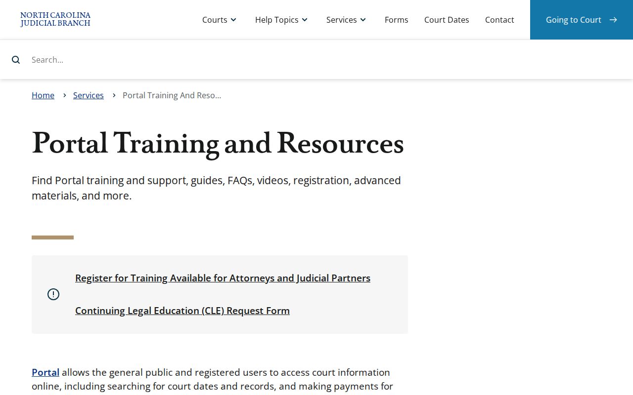 Tyrrell County criminal case search training for eCourts Portal