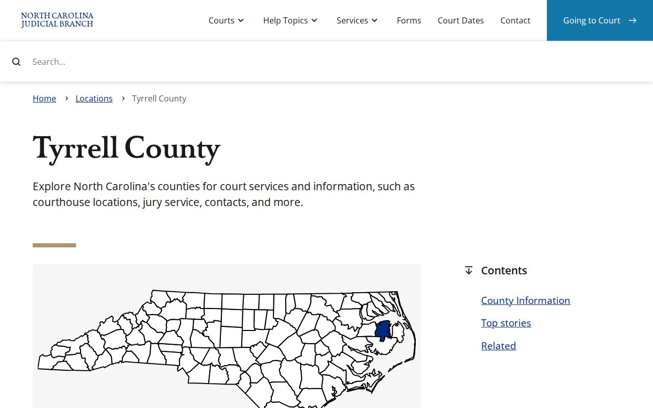 Official Tyrrell County court services and District 2 assignments