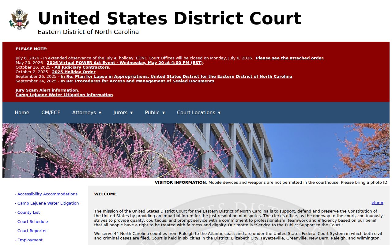 Eastern District of North Carolina federal court serving Tyrrell County