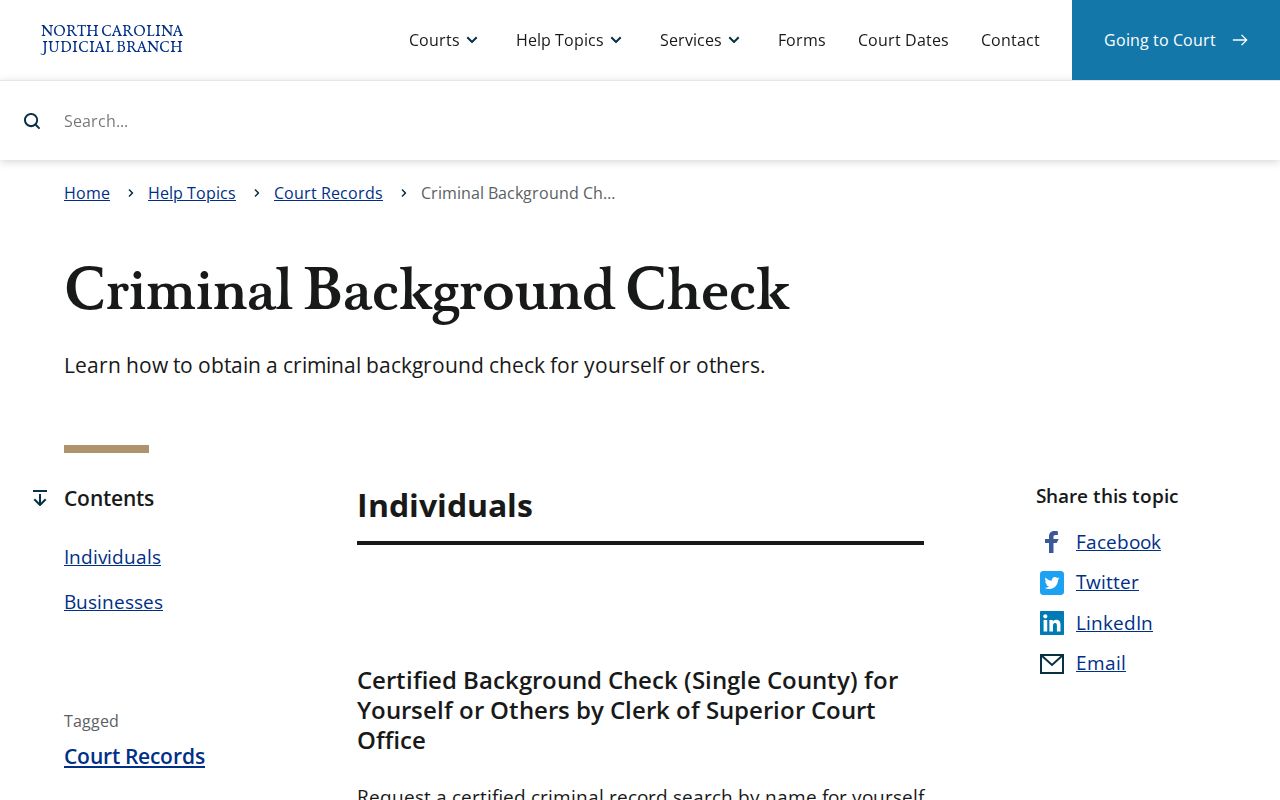 North Carolina Judicial Branch criminal background check options for Tyrrell County