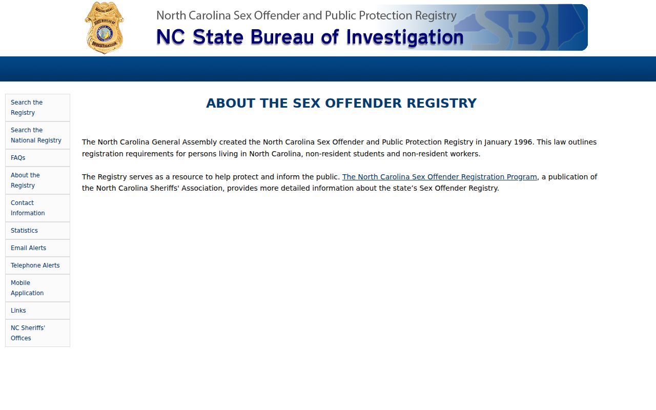 Tyrrell County sex offender registry purpose and state data flow